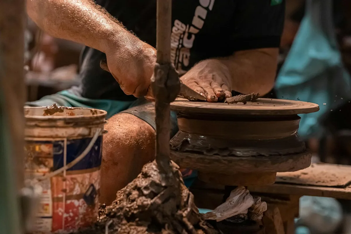 Hands working at a craft